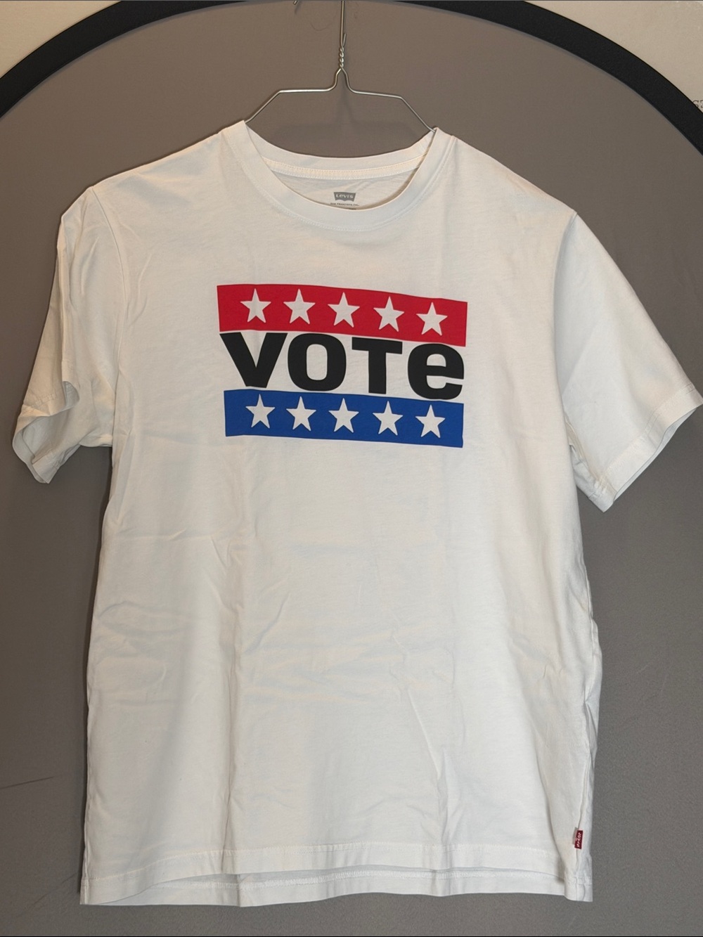 Levi's White Graphic 'VOTE' Tee with Red, Blue & Black Print
